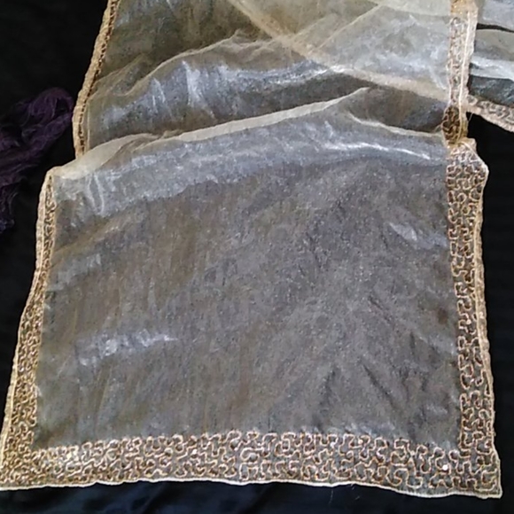 Vintage Beaded Chiffon Scarf - Picture 2 of 4